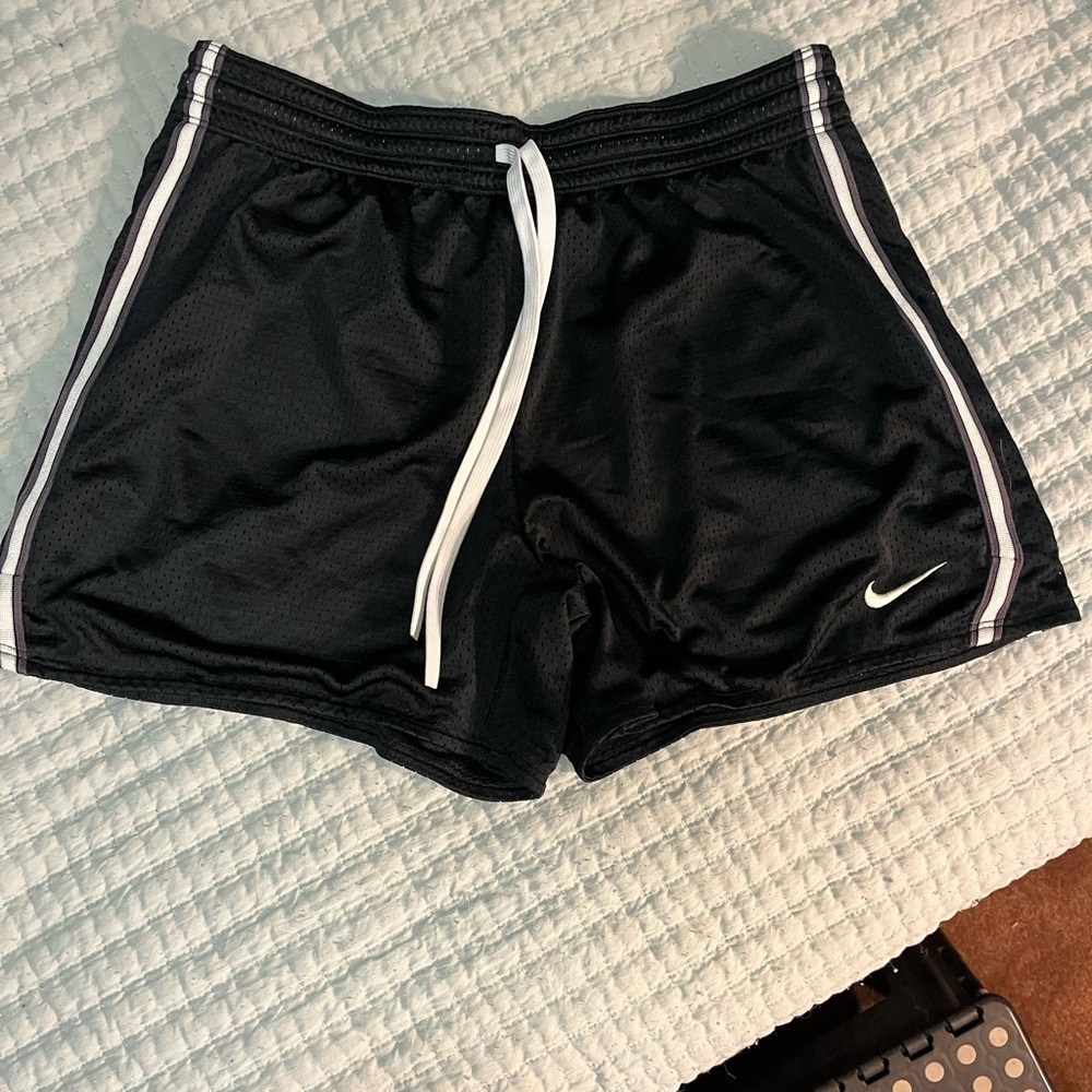 Nike Women's Black and White Athletic Shorts